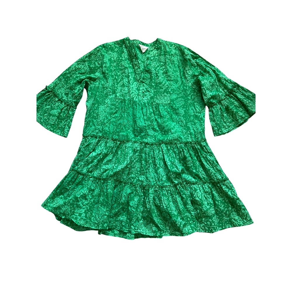 Boho Hyacinth House English Factory Tiered Mini Dress XXL Green Floral Boho